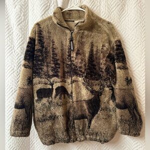 Cozy Brown Teddy Jacket with Nature Design